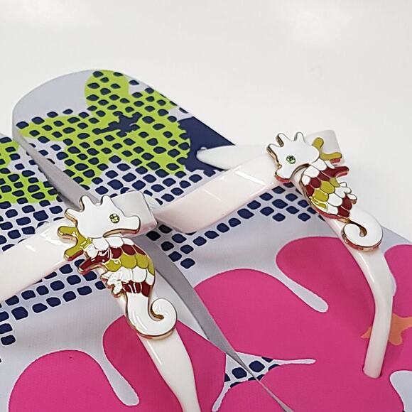 Aloha Island Womens Seahorse Summer Flip flop Size 9 / 10 Sandal White​ - Picture 10 of 10